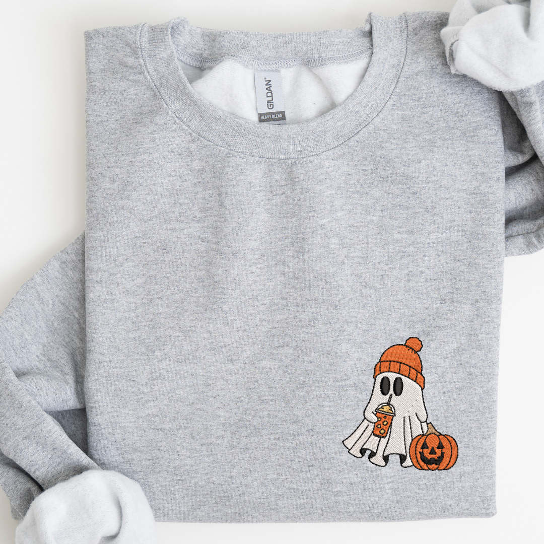 Little Ghost Ice Coffee Embroidered Sweatshirt
