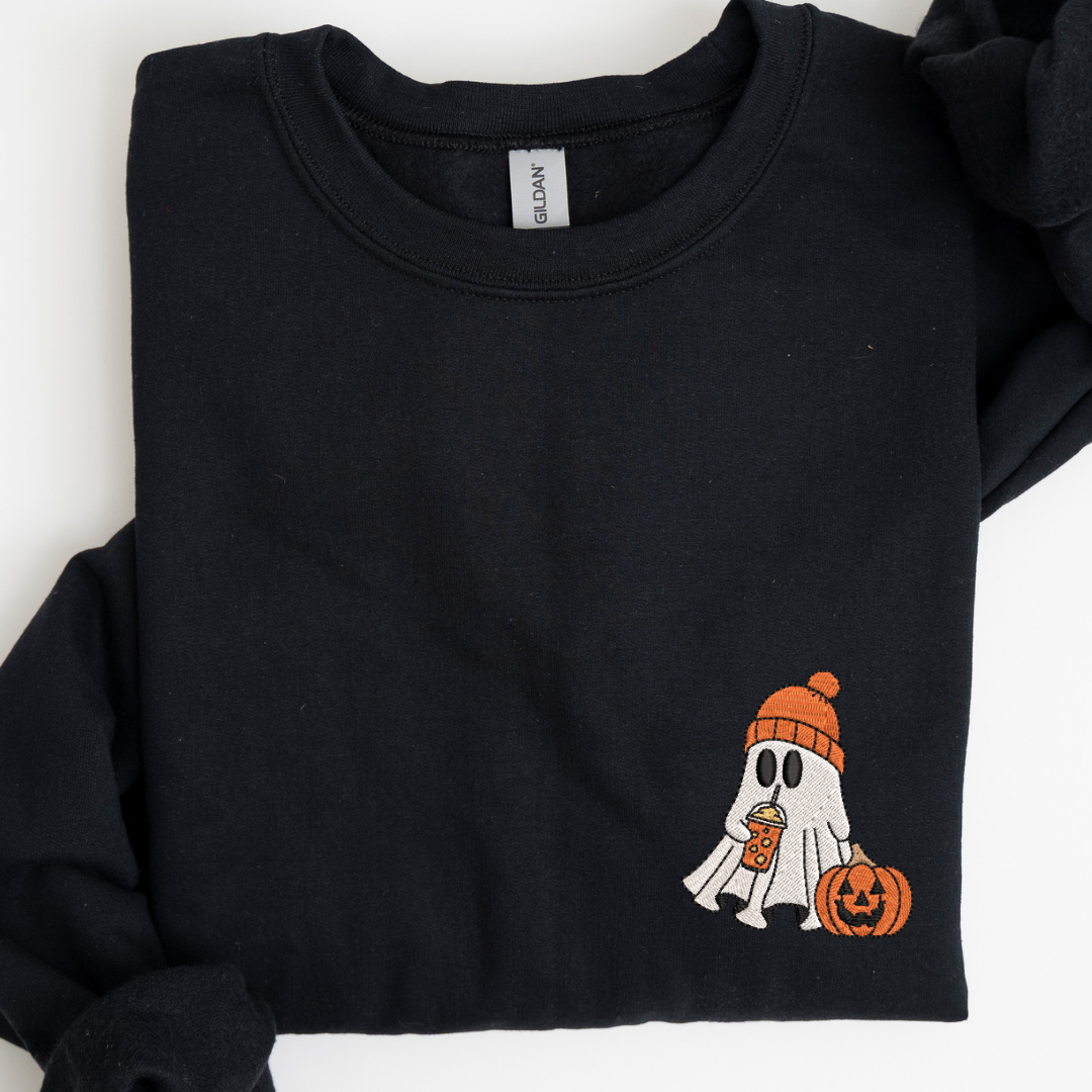 Little Ghost Ice Coffee Embroidered Sweatshirt