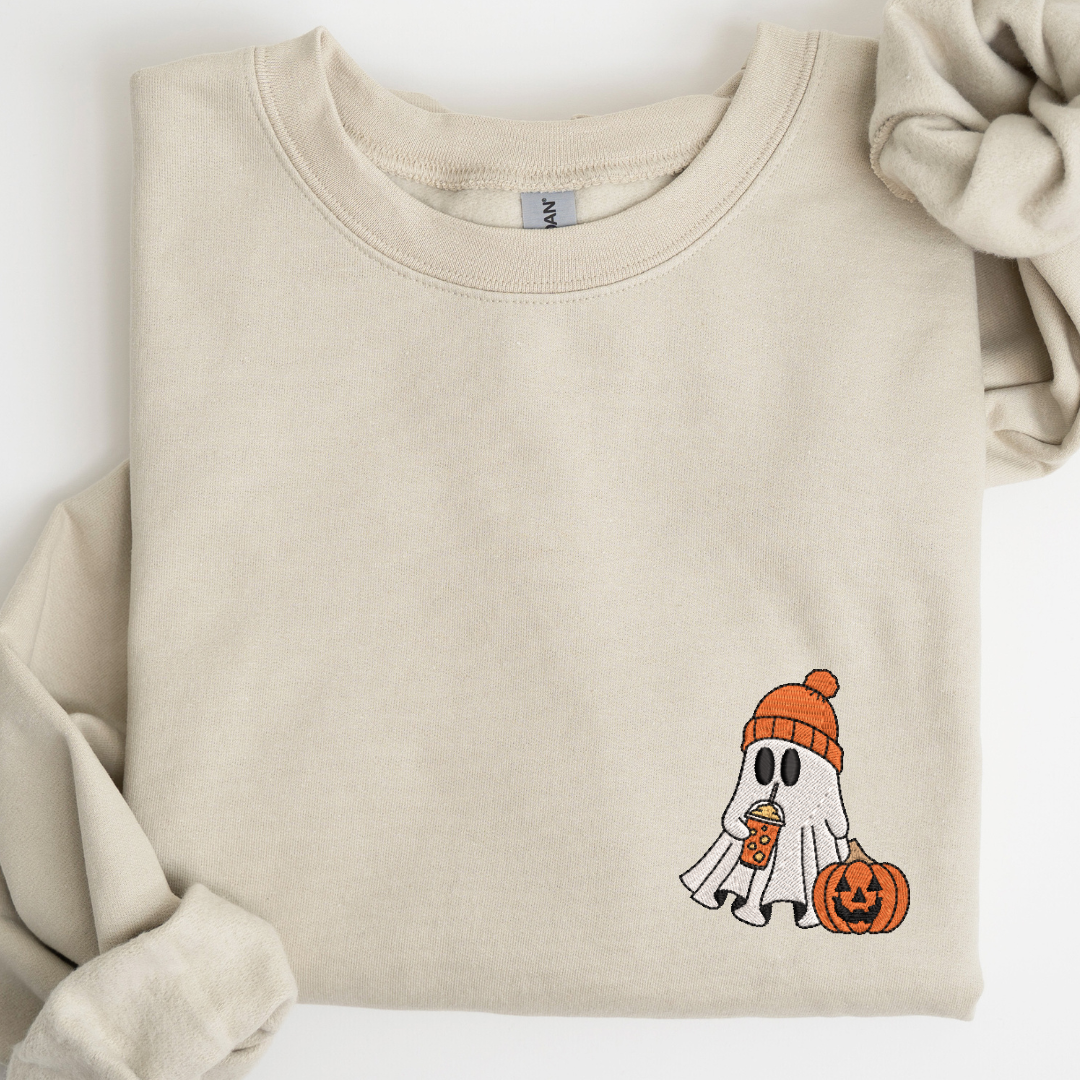 Little Ghost Ice Coffee Embroidered Sweatshirt