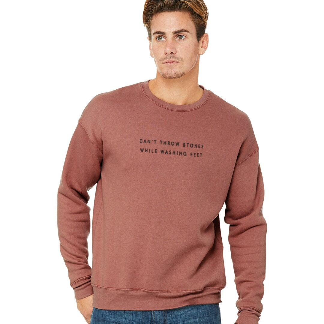 Cant Throw Stones While Washing Feet Embroidered Sweatshirt