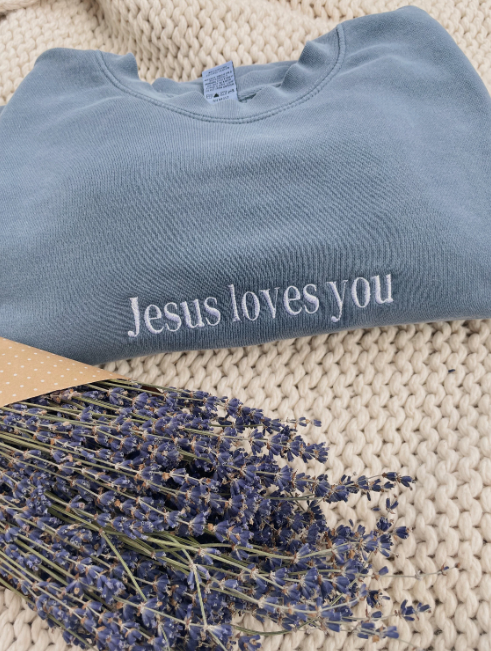 Jesus Loves You Embroidered Crewneck