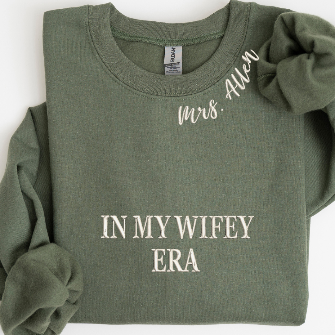In My Wifey Era Customizable Embroidered Sweatshirt